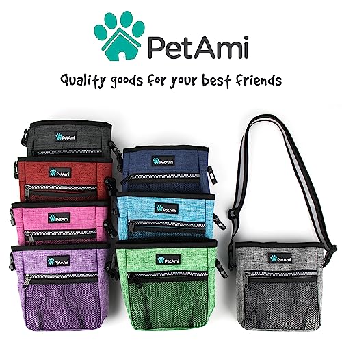PetAmi Dog Treat Pouch, Pet Treat Pouch for Training, Dog Walking Bag Holder for Kibbles, Pet Food Toy, Dog Trainer Essentials Supplies, Poop Bag Dispenser, 3 Ways to Wear (Pink) - color: Heather Pink
