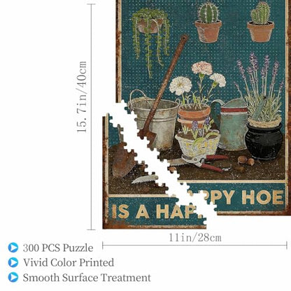 300 Pieces Jigsaw Puzzles for Adults, A Dirty Hoe is A Happy Hoe Gardening Tools Art Puzzle, Stress Relief Concentration Training Brain Teaser Puzzle 15.7x11 Inch - color: Wooden Puzzle1, size: 300 Piece pcs