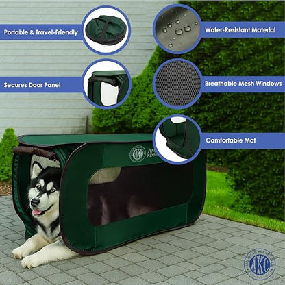 AKC 32-Inch Pop-Up Dog Kennel – Lightweight Travel Crate for Small Dogs – Foldable Indoor/Outdoor Pet Enclosure with Mesh Sides - color: Green