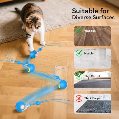 Smart Interactive Cat Dog Toys, Automatic Pet Toys for Bored Indoor Cats and Dogs, Motion Activated, USB Rechargeable, Christmas Pet Birthday Gifts (Blue) - color: Blue