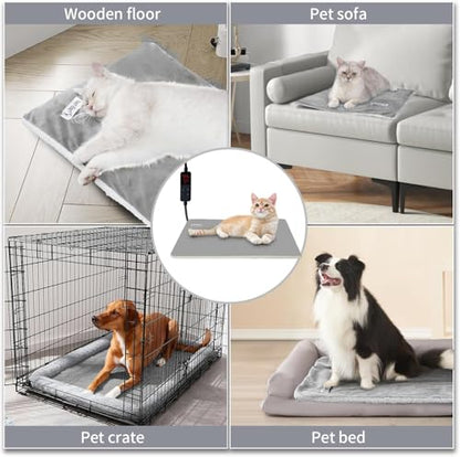 Rest-Eazzzy Cat Heating Pad & Bed - Heated Cat Bed with Removable Cover & 5-Level Timer & Temperature Control (Pure-Grey) - color: Grey, size: Small-1 Pack