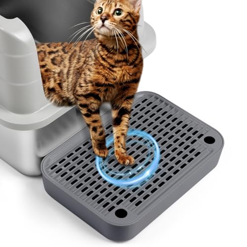 Cat Litter Box Ramp Mat with Filter Function, Cat Step Pedal Stool for Self-Cleaning Litter Box, Easy to Clean, Ideal for Kitten & Elderly Cats (Dark Grey) - color: Dark Grey