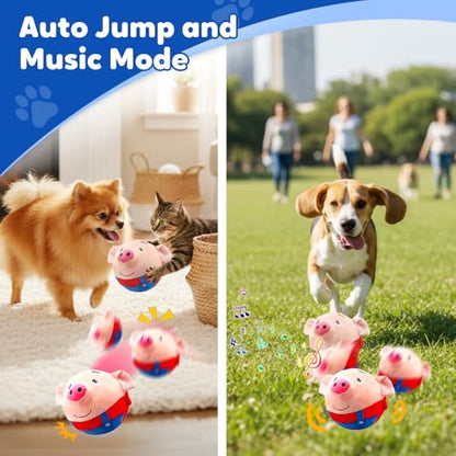 Interactive Dog Toys, 2026 New Active Moving Squeaky Dog Ball with Talking Sound, Rechargeable Washable Plush Toy (Blue Pig) - color: Blue Pig