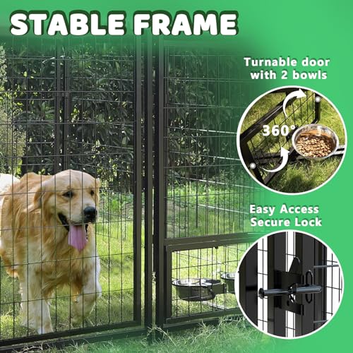 LEMBERI 6x4x6 FT Outdoor Dog Kennel for Large Dogs, Heavy Duty Welded Wire Steel Dog Playpen Fence with Secure Lock, Pet Pen with UV-Resistant Waterproof Roof Cover for Outside - size: 69"L x 50.4"W x 72.1"H