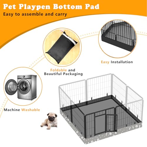 Dog Playpen Square Bottom Pad Fits for 48 Inch 8 Panels Metal Exercise Pet Playpen, Dog Crate Pad Puppy Playpen Pad, Elastic Buckles Connections.(Note: Playpen Not Included) -Gray - color: Gray