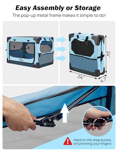 JOYTUTUS Pet Day Special, 32 Inch Collapsible Dog Crate, Steel Frame 8-Bar Foldable Soft Kennel, Portable Travel Crate for Large Dog Up to 51lbs, Oxford Cat Carrier Fit for Car Travel Indoor Outdoor - size: M (32" L x 23" W x 23" H)