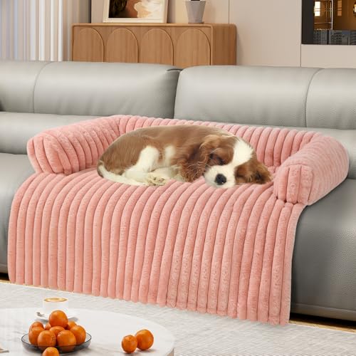 Wn's Day Luxurious Dog Couch Bed, Washable Calming Dog Couch Cover, Removable Couch Protector for Dogs, Waterproof Sofa Bed, Pet Bed Mats for Couch, Pet Couch Covers for Sofa(Pink, L) - color: Pink, size: Large(41*37*6 In)