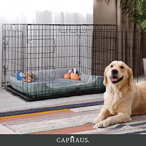 CAPHAUS Foldable Dog Crate Wire Metal Dog Kennel w/Divider Panel, Leak-Proof Pan & Protecting Feet, Single & Double Door, Small, Medium & Large Dog Crate Indoor Wire Dog Cage, 30” w/Classic Lock - size: 30.0"L x 18.9"W x 20.9"H