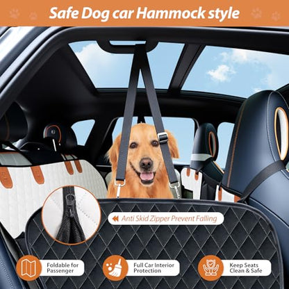 Dog Car Seat Cover Set for Back Seat, Back Seat Cover + Pet Bed Mat Perfect with Mesh Window, Hammock 600D Heavy Duty Scratch Proof Nonslip Durable Soft Back Seat Covers for Cars Trucks and SUVs - color: Khaki