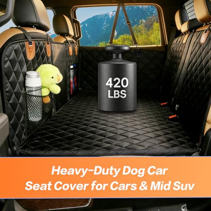 Back Seat Extender for Dogs,Hard Bottom Dog Car Seat Cover for Back Seat,Waterproof Dog Hammock with Door Protection, Anti-Scratch Pet Back Seat Cover for Car, SUV, Truck, Holds 420lbs, Black - size: Floor Laying