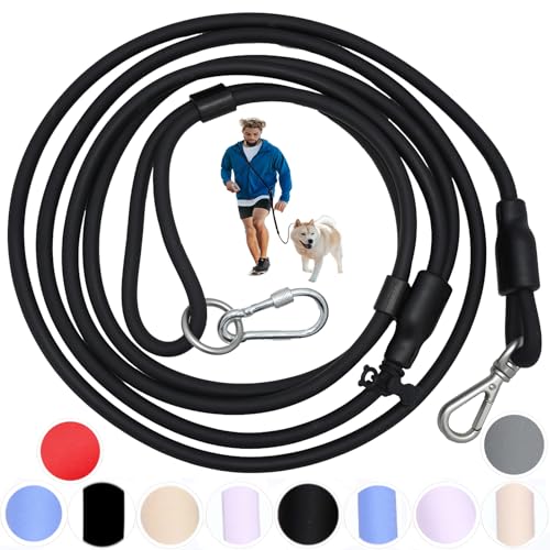 Hands Free Dog Leash Crossbody & Waist for Walking, 9-in-1 No Pull Dog Harness & Leash Set, Heavy Duty Waterproof Slip Lead for Large Medium Breeds (20-120lbs, Black) - color: Matte Black, size: Large - 9mm Diameter - 20-120lbs