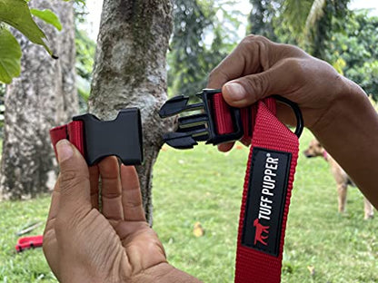 Tuff Pupper Heavy Duty Long Dog Leash | 50 Foot | Buckle Handle | High Visibility Nylon Webbing | Rust Resistant Swivel Clip - size: 50 Foot