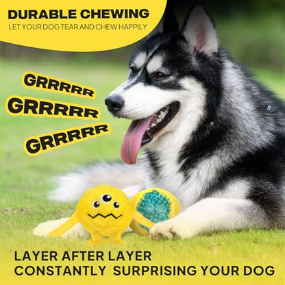 Fida Dog Chew Toys for Aggressive Chewers(3in1), Squeaky Dog Toys for Large Dogs, Interactive Dog Toys to Keep Them Busy, Dog Ball for Small, Medium and Large Dogs(Yellow) - color: Yellow