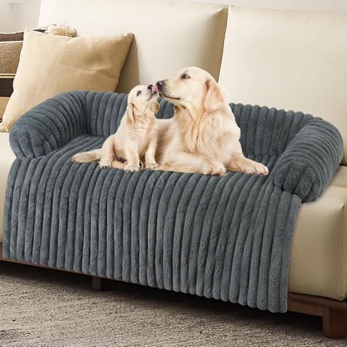 Wn's Day Luxurious Dog Couch Bed, Washable Calming Dog Couch Cover, Removable Couch Protector for Dogs, Waterproof Sofa Bed, Pet Bed Mats for Couch, Pet Couch Covers for Sofa(Grey, XL) - color: Grey, size: X-Large(45*37*6 In)