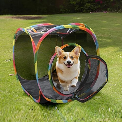 Cat Cube Tent, Rolling Cat Cube, Pop Up Mesh Cube for Cats, Pet Play Cubic Outdoor, Folding Pop Open Pet Animal Playpen, Ventilated Pet Playhouse for Puppy Kitten Bunny
