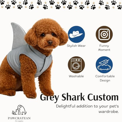 Pet Custom Dog Custom Cat Custom Hoodie, Sporty Look, Funny Gift, Halloween Holiday (Shark with Standing Fin, Large) - color: Shark with Standing Fin, size: Large