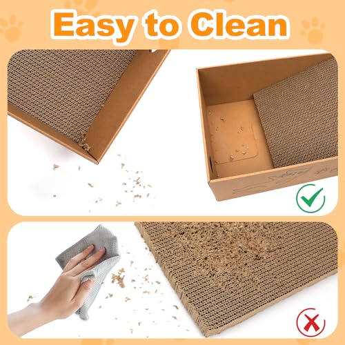 Goosheep L-Shaped Cat Scratcher 2-in1 Scratching Board for Indoor Cats Protecting Furniture Cardboard Box Scratch Pad with Ball Toy Cats Scratching Posts with Cat Teaser - color: 1pk 25.2in L-Shape Cat Scratcher with Box