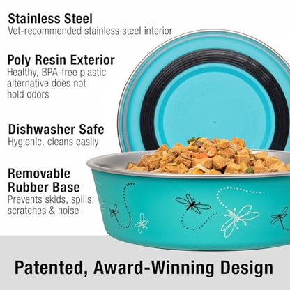 Loving Pets Bella Dog Bowls- Stainless Steel Dog & Cat Bowls - Spill Proof Dog Food Bowl, Cat Bowl, Puppy Essentials & Pet Supplies Great for Home & Travel (Small 10-20 lbs, Dragonfly) - color: Dragonfly, size: Small (10-20lbs)