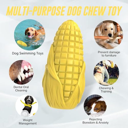Dog Chew Toys for Aggressive Chewers,Idestructible Tough Durable Squeaky Interactive Dog Toys，Durable Dog Teeth Cleaning Toy for Medium Large Breeds，Corn Stick Toy (Yellow) - size: Yellow