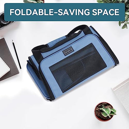 PETSFIT Pet Carrier, Dog Carrier Airline Approved, Collapsible Soft Sided TSA Approved Pet Carrier for Small and Medium Cats, Puppies Up to 12 Lbs, Cat Travel Carrier, Blue - color: Blue, size: Medium