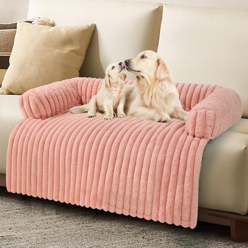 Wn's Day Luxurious Dog Couch Bed, Washable Calming Dog Couch Cover, Removable Couch Protector for Dogs, Waterproof Sofa Bed, Pet Bed Mats for Couch, Pet Couch Covers for Sofa(Pink, XL) - color: Pink, size: X-Large(45*37*6 In)