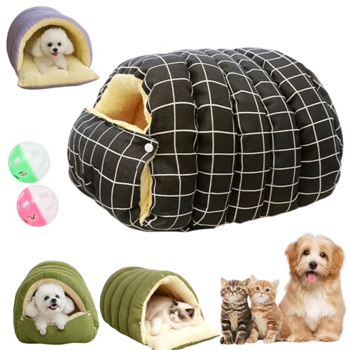 Removable and Washable Winter Closed-Off Cat Bed, Soft Fluffy Warm Autumn/Winter Cats House, Washable Non-Slip Pet Sleeping Bag for Indoor Cats Small Dogs (H,Medium) - color: H, size: Medium