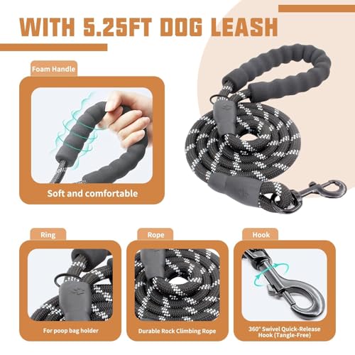AUROTH Dog Harness and Leash Set, Soft Padded Service Vest Harness with 5.25FT Dog Leash, Easy On Pet Vest, Adjustable Reflective No Pull Dog Harnes Medium Sized, Easy Walking and Training - color: Turmeric, size: Medium