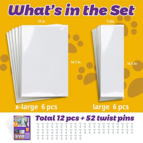 Anti-Cat Scratch Furniture Protector-12-Pack –Single-Sided, Heavy-Duty Self-Adhesive Tape, No-Residue for Couch, Doors & Walls - with 52 Twist Pins - size: 12p + 52 Pins