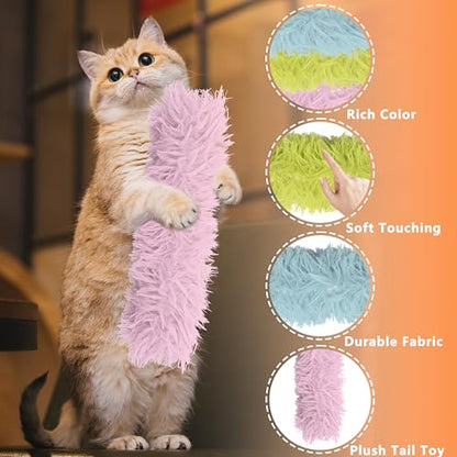 3 Pack Soft and Durable Cat Pillows, Rich Color Catnip Toys - Indoor Interactive Cat Kicker Toys for Cats (Green Set) - color: Green+Blue+Pink