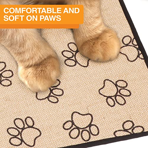Neater Pets Jute Litter Trapping Mat, Eco-Friendly Plant-Based Material Catches Mess from Kitty Litter Box to Protect Floors, Soft on Cats Paws, Anti-Skid Backing, Easy to Clean, Paw Print, 24" x 36" - color: Paw Print