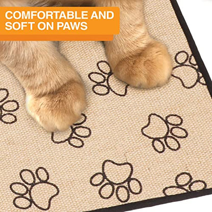 Neater Pets Jute Litter Trapping Mat, Eco-Friendly Plant-Based Material Catches Mess from Kitty Litter Box to Protect Floors, Soft on Cats Paws, Anti-Skid Backing, Easy to Clean, Paw Print, 24" x 36" - color: Paw Print