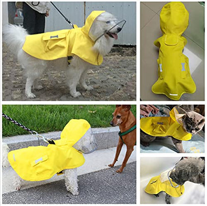 Waterproof Dog Raincoat, Adjustable Reflective Lightweight Pet Rain Clothes with Poncho Hood (X-Small, Yellow) - color: Yellow, size: X-Small(4-9lb)