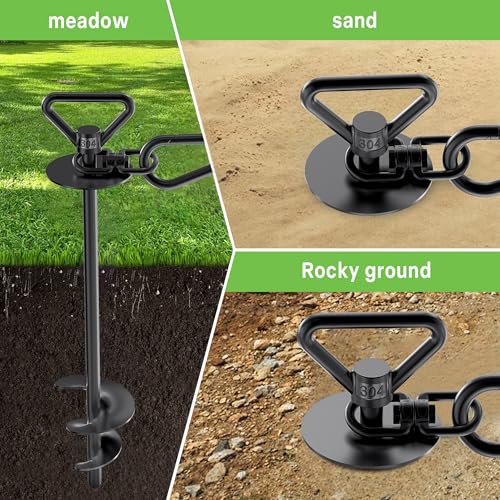 TOMBABY Dog Tie Out Cable and Stake,with 30FT Heavy Duty Cable,360° Swivel Dog Anchor& Anti-Tangle,Dog Runner for Yard,Dog Stake Allows Dogs Up to 210 lbs, Dog Stakes for Outside Beach,Camping, Yard - color: 13''black+30FT