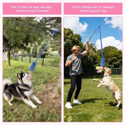 Squeaky Dog Tug Toy, Interactive Tug of War Rope Toys for Small Medium Large Dog, Soft Chenille Chewing Dog Rope Toys for Puppy Training and Play Games - color: Orange