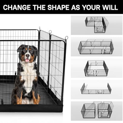 PJYuCien Dog Playpen Plus Storage Bag, 31.3" H 8 Panels Puppy Pen with Square Bottom, Heavy Duty Dog Fence for Puppies/Small Dogs - style: 8-Panels 31.3"W