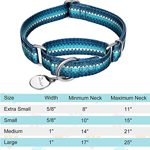 Martingale Dog Collar No Pull Pet Collar Heavy Duty Dog Martingale Collars Silky with Unique Geometric Pattern for Medium and Large Dogs (Large, Turquoise) - color: Turquoise, size: Large: 17"-25", 1" Wide