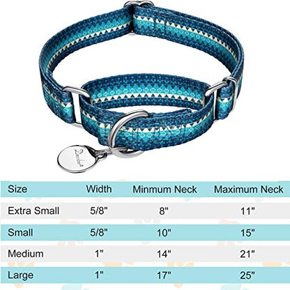 Martingale Dog Collar No Pull Pet Collar Heavy Duty Dog Martingale Collars Silky with Unique Geometric Pattern for Medium and Large Dogs (Large, Turquoise) - color: Turquoise, size: Large: 17"-25", 1" Wide
