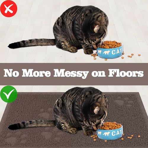 Darkyazi Cat Litter Box Mat for Floor Litter Trapping Mat Non-Slip Backing, Scatter Control, Easy Clean, Water Resistant, Soft on Paws (15.75" x 11.75",Coffee) - color: Coffee