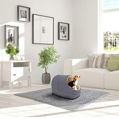 4 in 1 Self Warming Burrow Cat Bed, Pet Hideway Sleeping Cuddle Cave (Grey-2) - color: Grey-2