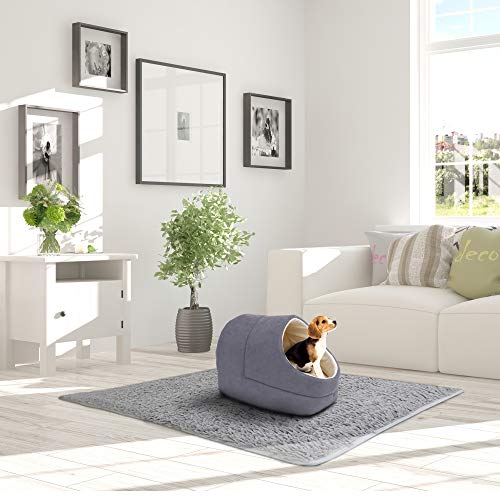 4 in 1 Self Warming Burrow Cat Bed, Pet Hideway Sleeping Cuddle Cave (Grey-2) - color: Grey-2