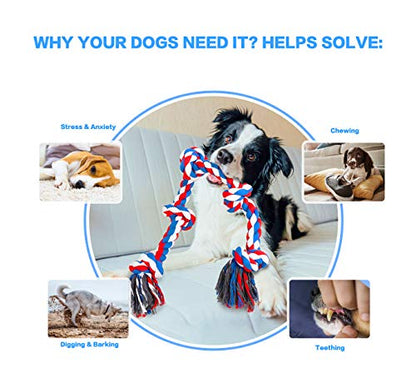 Bmag Dog Rope Toys for Aggressive Chewers, Interactive Heavy Duty Dog Toys for Medium Large Dogs, Tough Twisted Rope Toy with 5 Knots (Red) - color: Red