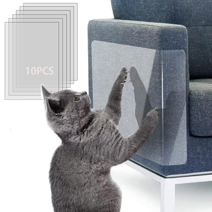 10 Pack Cat Scratch Furniture Protector, Transparent Couch Protector from Cat Claws, Thicker Flexible Pet Deterrent Shield for Fabric Sofa, Chair and Walls - size: 10