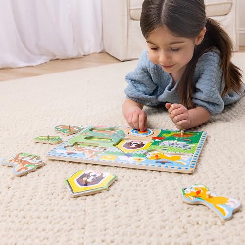 Melissa & Doug Pets Wooden Peg Puzzle (8 pcs) - style: Pets