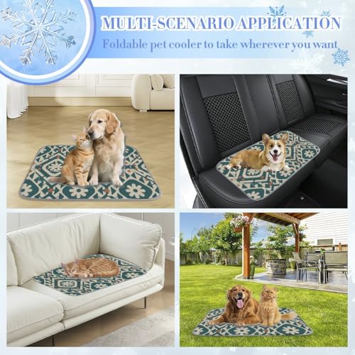 Dog Cooling Blanket Ice Silk Dog Bed Cooling Mat Floral Silhouettes Pet Bed for Dogs Washable Pad Dogs 28" X22" Crate Mats Blanket for Crate, Indoor& Outdoor Floor, Car Seats