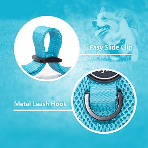 PoyPet Reflective Soft Breathable Mesh Dog Harness No Choke Double Padded Vest Adjustable(Light Blue,S) - color: Blue, size: S