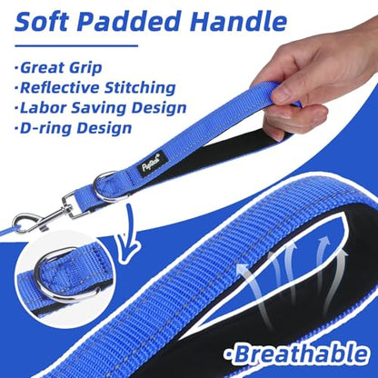 PUPTECK Chew Proof Dog Leash with Detachable Short Leashes Padded Handle Reflective, Heavy Duty Steel Cable Lead for Small Medium Large Dogs Training Walking, Blue 4.9ft - color: Blue