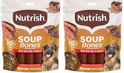 Nutrish Soup Bones Premium Dog Chews with Real Beef and Barley, 6 Chews (Rachael Ray) (Pack of 2) - size: 12.6 Ounce (Pack of 2)