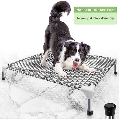 Kuntrust Elevated Outdoor Dog Bed, Medium Size, Cotton Material, Non-Slip Feet, Fits up to 70lbs - size: 4 sided Medium