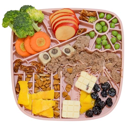 Puzzle Feeder Dog Lick Mat,Freezable Dog Enrichment Toys for Mental Stimulation and Anxiety Relief, Silicone Lick Mat, Slow Feeder Supports All Types of Food,Pink - color: Pink