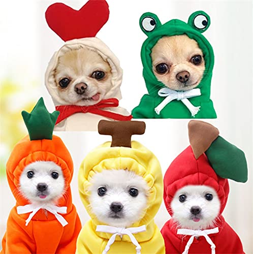 Warm Dog Winter Clothes Cute Fruit Dog Coat Hoodies Fleece Pet Dogs Costume Jacket for French Bulldog Chihuahua Ropa para Perro(Green,XL) - color: Green, size: XL